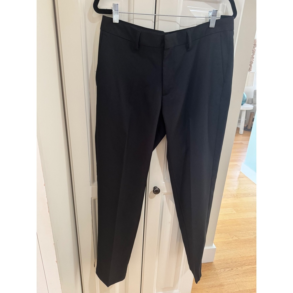 Mens Kenneth Cole Reaction Black Dress Pants Trousers Flat Front  34x30 EUC‎